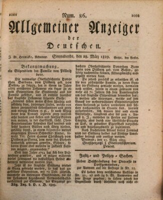 Allgemeiner Anzeiger der Deutschen Samstag 28. März 1829