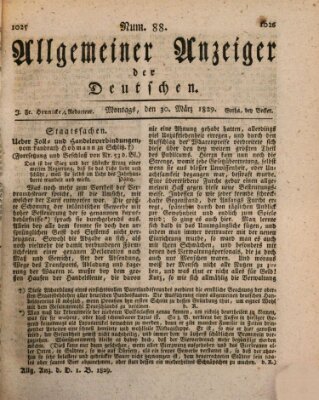 Allgemeiner Anzeiger der Deutschen Montag 30. März 1829