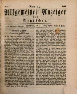 Allgemeiner Anzeiger der Deutschen Dienstag 31. März 1829