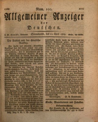 Allgemeiner Anzeiger der Deutschen Samstag 11. April 1829