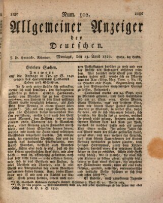 Allgemeiner Anzeiger der Deutschen Montag 13. April 1829