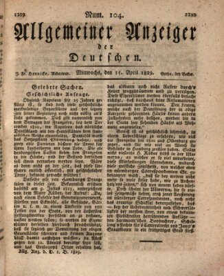 Allgemeiner Anzeiger der Deutschen Mittwoch 15. April 1829