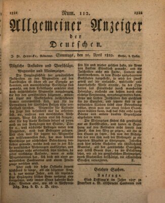 Allgemeiner Anzeiger der Deutschen Sonntag 26. April 1829