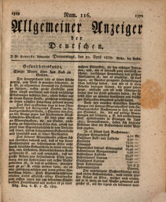 Allgemeiner Anzeiger der Deutschen Donnerstag 30. April 1829