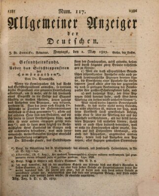 Allgemeiner Anzeiger der Deutschen Freitag 1. Mai 1829