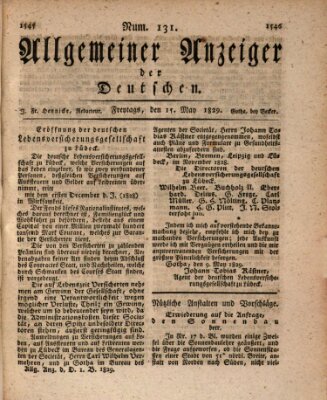 Allgemeiner Anzeiger der Deutschen Freitag 15. Mai 1829