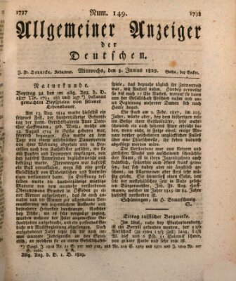 Allgemeiner Anzeiger der Deutschen Mittwoch 3. Juni 1829