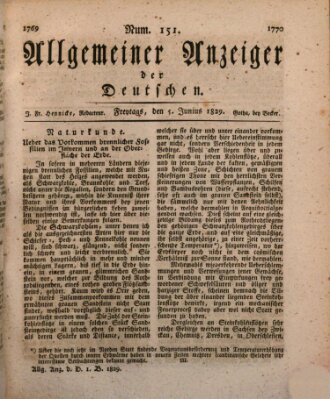 Allgemeiner Anzeiger der Deutschen Freitag 5. Juni 1829