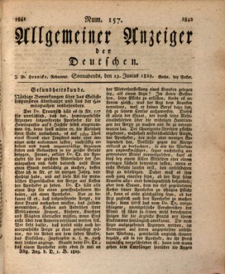 Allgemeiner Anzeiger der Deutschen Samstag 13. Juni 1829