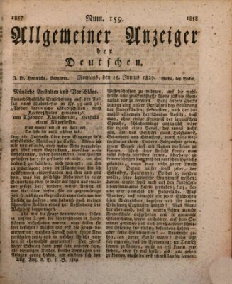 Allgemeiner Anzeiger der Deutschen Montag 15. Juni 1829