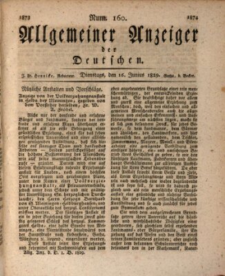 Allgemeiner Anzeiger der Deutschen Dienstag 16. Juni 1829