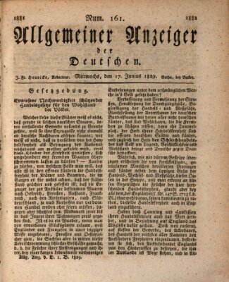 Allgemeiner Anzeiger der Deutschen Mittwoch 17. Juni 1829