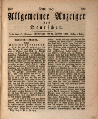 Allgemeiner Anzeiger der Deutschen Dienstag 23. Juni 1829