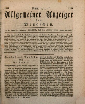 Allgemeiner Anzeiger der Deutschen Freitag 26. Juni 1829