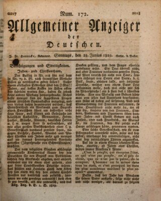 Allgemeiner Anzeiger der Deutschen Sonntag 28. Juni 1829