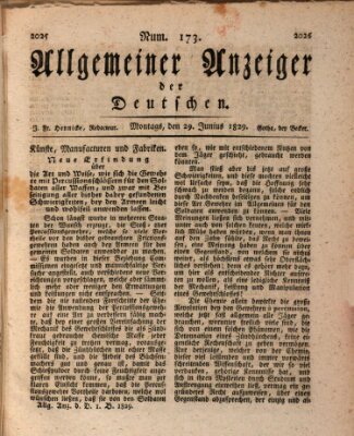 Allgemeiner Anzeiger der Deutschen Montag 29. Juni 1829