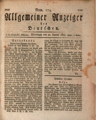 Allgemeiner Anzeiger der Deutschen Dienstag 30. Juni 1829