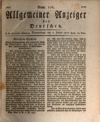 Allgemeiner Anzeiger der Deutschen Donnerstag 2. Juli 1829