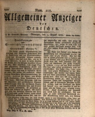 Allgemeiner Anzeiger der Deutschen Montag 3. August 1829