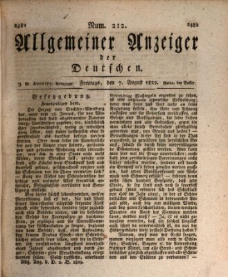 Allgemeiner Anzeiger der Deutschen Freitag 7. August 1829