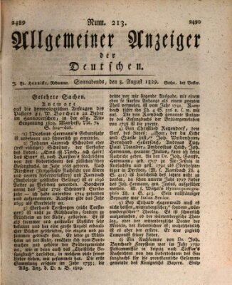 Allgemeiner Anzeiger der Deutschen Samstag 8. August 1829