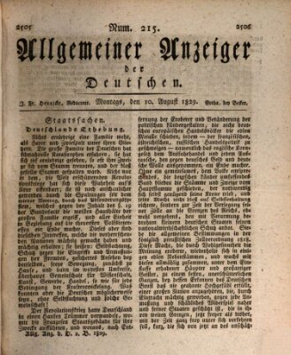 Allgemeiner Anzeiger der Deutschen Montag 10. August 1829