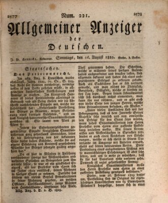 Allgemeiner Anzeiger der Deutschen Sonntag 16. August 1829