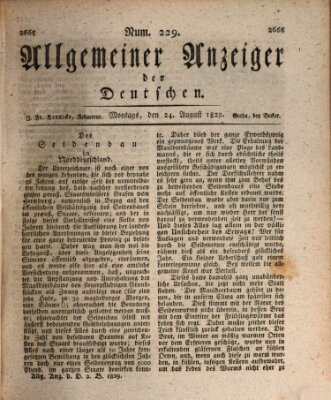 Allgemeiner Anzeiger der Deutschen Montag 24. August 1829