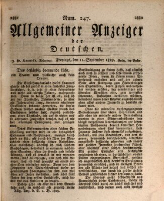 Allgemeiner Anzeiger der Deutschen Freitag 11. September 1829