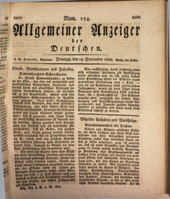 Allgemeiner Anzeiger der Deutschen Freitag 18. September 1829