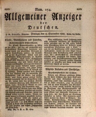 Allgemeiner Anzeiger der Deutschen Freitag 18. September 1829