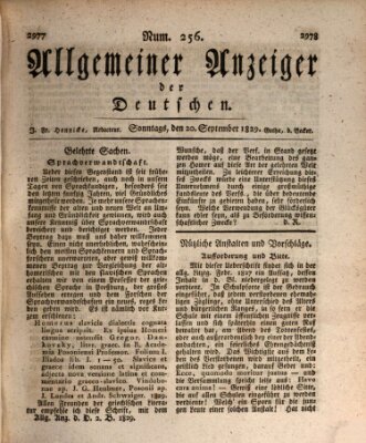 Allgemeiner Anzeiger der Deutschen Sonntag 20. September 1829