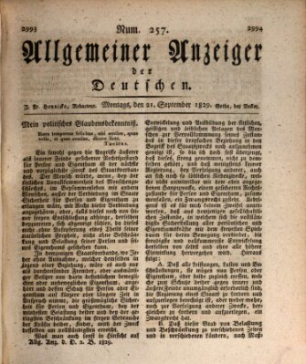 Allgemeiner Anzeiger der Deutschen Montag 21. September 1829