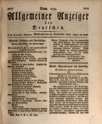 Allgemeiner Anzeiger der Deutschen Mittwoch 23. September 1829