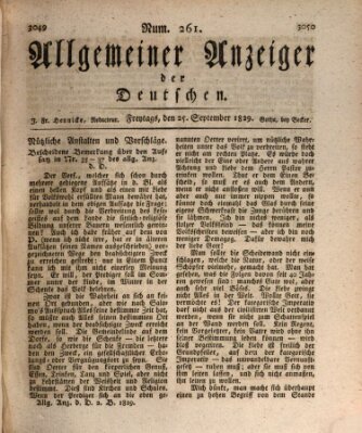 Allgemeiner Anzeiger der Deutschen Freitag 25. September 1829