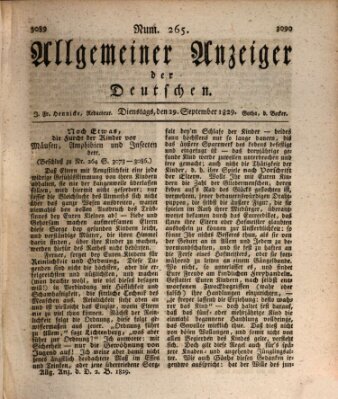 Allgemeiner Anzeiger der Deutschen Dienstag 29. September 1829