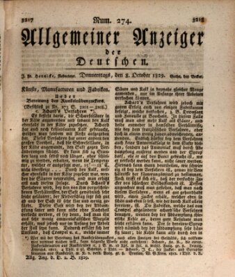 Allgemeiner Anzeiger der Deutschen Donnerstag 8. Oktober 1829