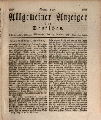 Allgemeiner Anzeiger der Deutschen Mittwoch 14. Oktober 1829