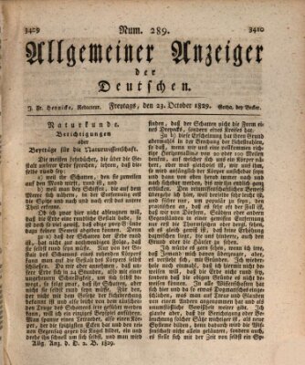 Allgemeiner Anzeiger der Deutschen Freitag 23. Oktober 1829