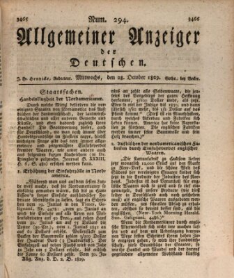 Allgemeiner Anzeiger der Deutschen Mittwoch 28. Oktober 1829