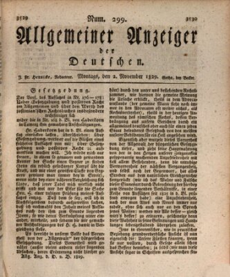 Allgemeiner Anzeiger der Deutschen Montag 2. November 1829