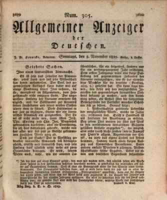 Allgemeiner Anzeiger der Deutschen Sonntag 8. November 1829