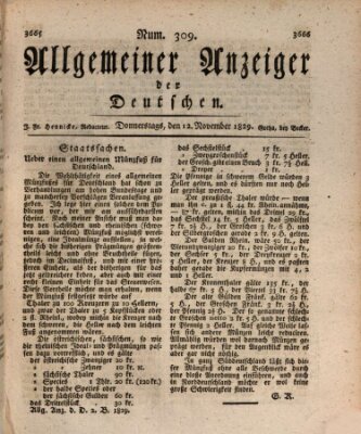 Allgemeiner Anzeiger der Deutschen Donnerstag 12. November 1829