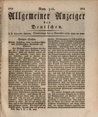 Allgemeiner Anzeiger der Deutschen Donnerstag 19. November 1829