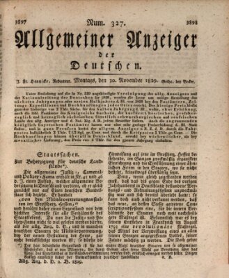 Allgemeiner Anzeiger der Deutschen Montag 30. November 1829