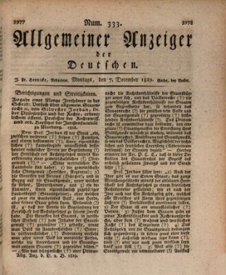 Allgemeiner Anzeiger der Deutschen Montag 7. Dezember 1829