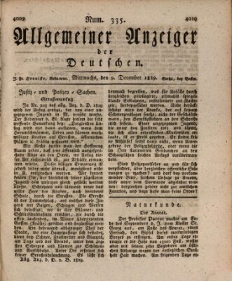 Allgemeiner Anzeiger der Deutschen Mittwoch 9. Dezember 1829