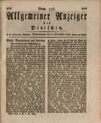 Allgemeiner Anzeiger der Deutschen Donnerstag 10. Dezember 1829