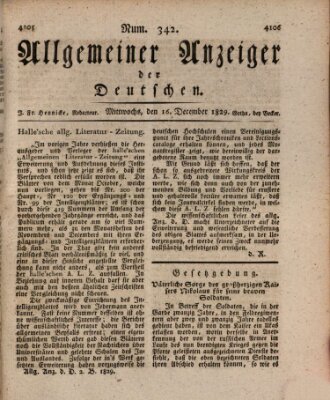 Allgemeiner Anzeiger der Deutschen Mittwoch 16. Dezember 1829