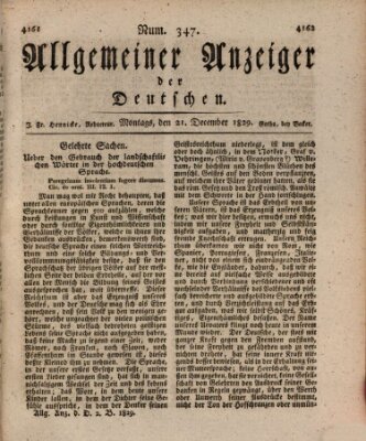 Allgemeiner Anzeiger der Deutschen Montag 21. Dezember 1829